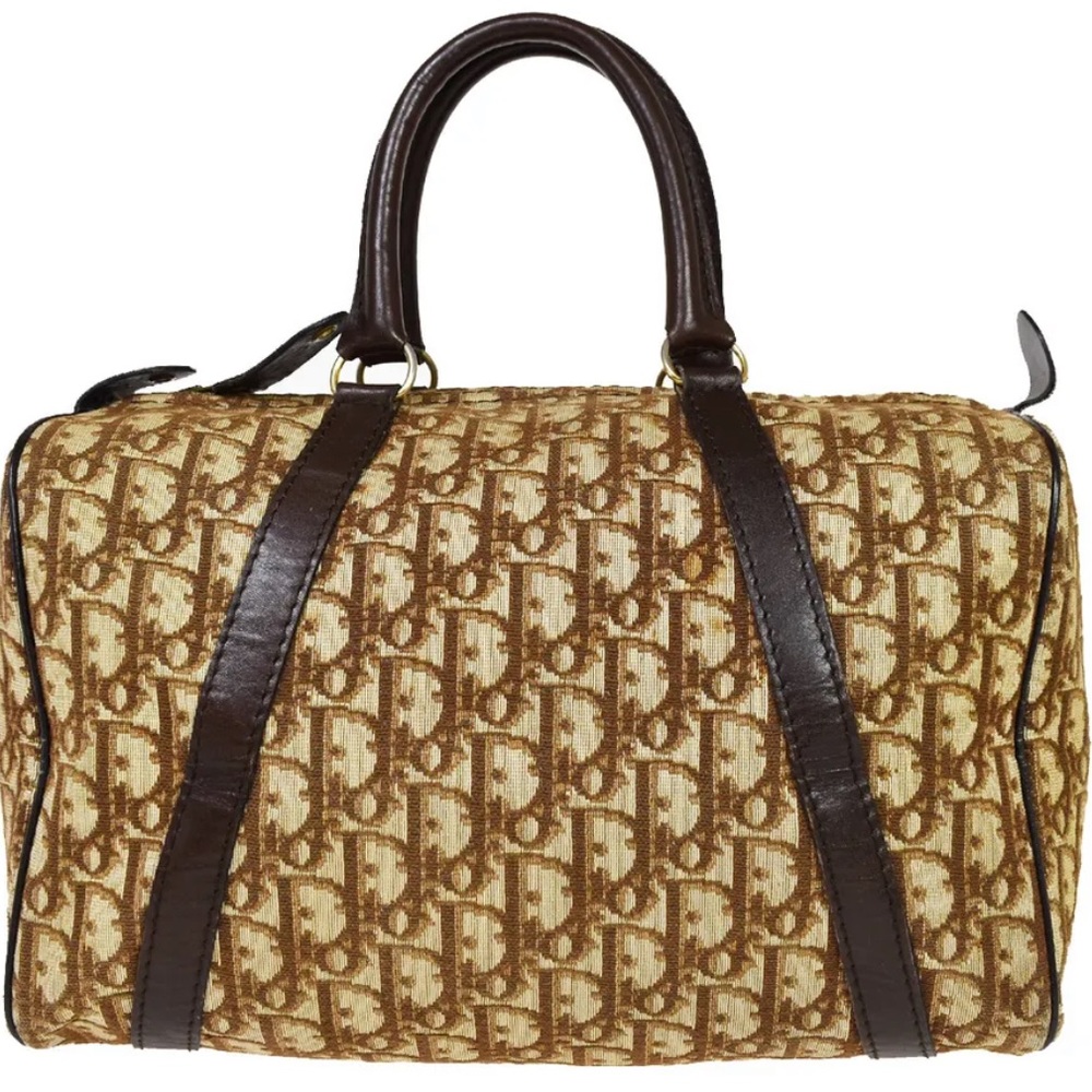 DIOR VINTAGE CANVAS TROTTER BOSTON SATCHEL BAG